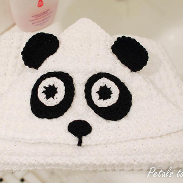 Panda Hooded Baby Towel with Attached Mitts (also makes a great blanket)