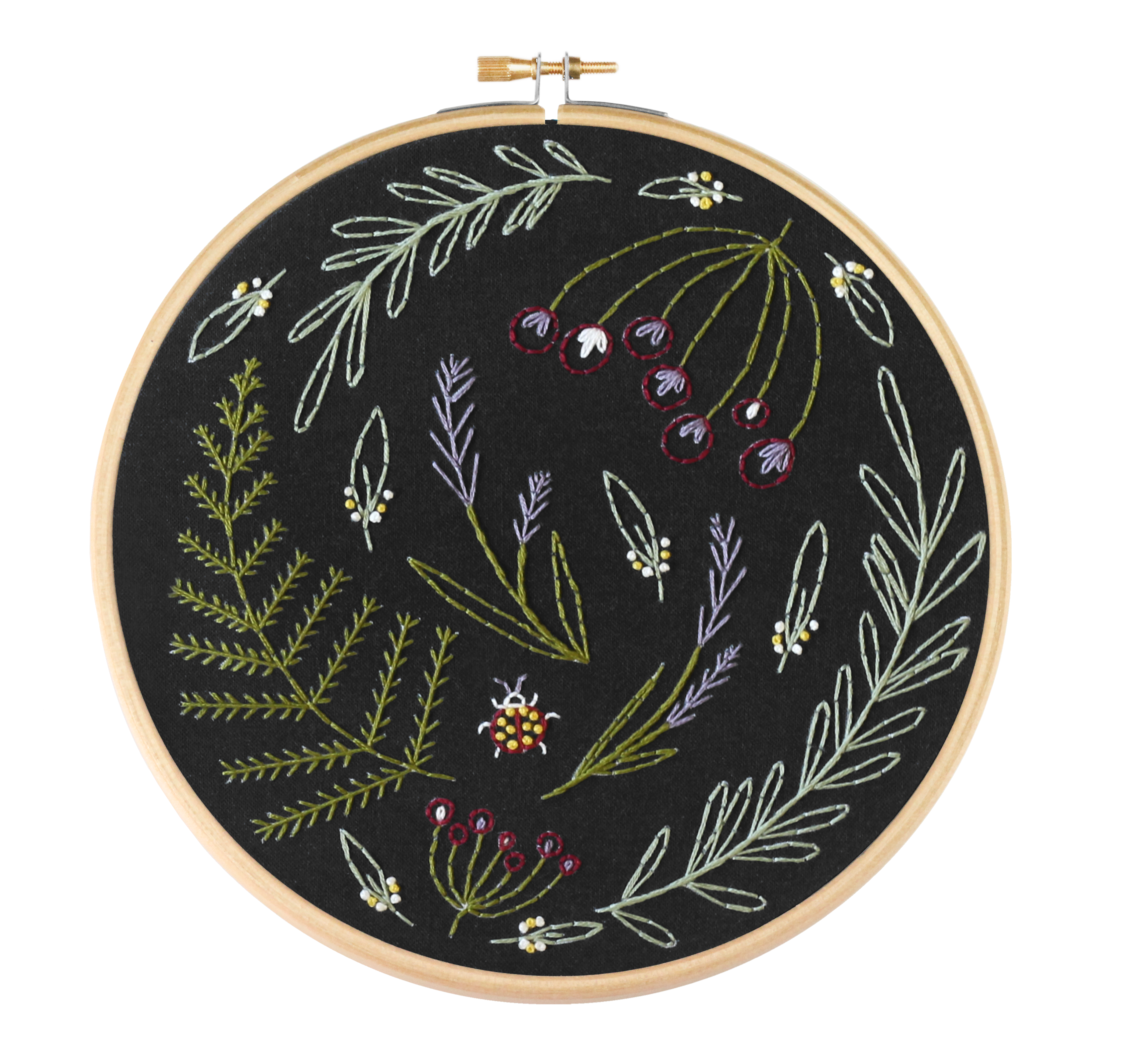 Hawthorn Handmade Black Wildwood Printed Embroidery Kit - 16cm