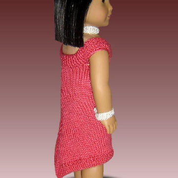 Fits American Girl. Knitting pattern, doll clothes, dress 035