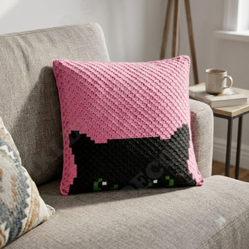 Halloween Cushion C2C Black Cat Pillow CROCHET PATTERN 42x42 Squares
