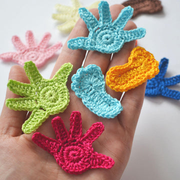 Crochet baby hand. Baby handprint. Crochet baby foot print. Crochet applique. Baby embellishment