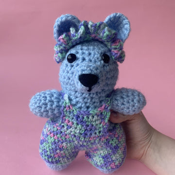 Crochet Blue Bear with Dungarees