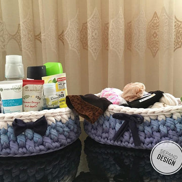 Zpagetti (t-shirt tshirt) yarn basket- embossed oval