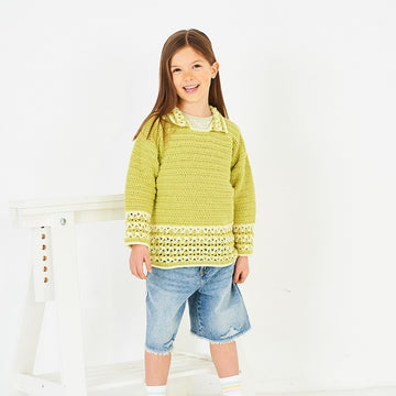 Girls Crochet Collared Sweater and Cardigan in Stylecraft Special DK - 10226 - Downloadable PDF