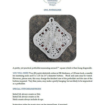 Owl Potholder or Decor