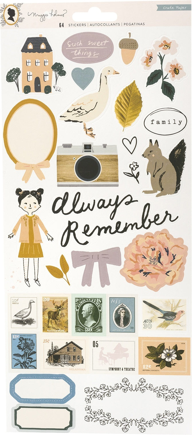 American Crafts Maggie Holmes Heritage Cardstock Stickers 64/Pkg - 604258