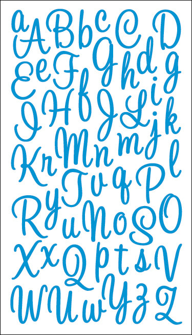 Sticko Alphabet Stickers - Sweetheart Script Small Glitter Blue