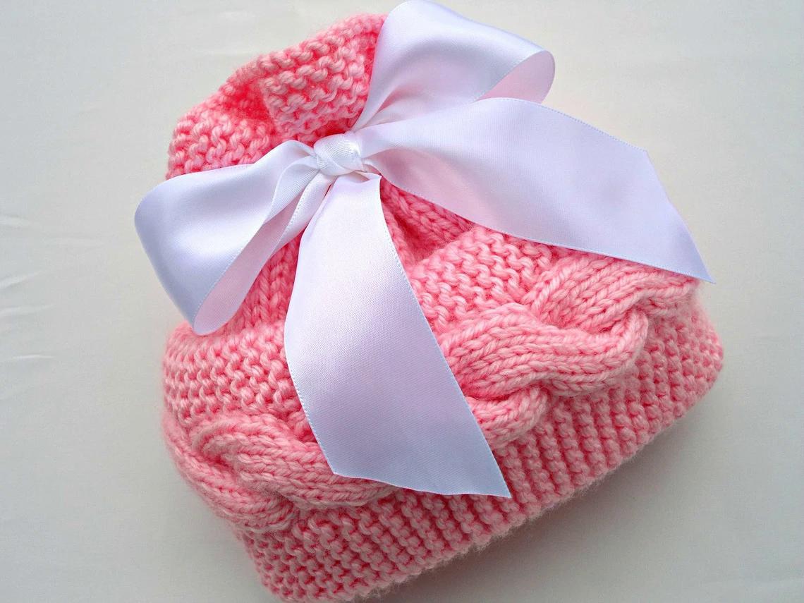 Pattern Knit Babies Newborn Hat 0 - 12 months