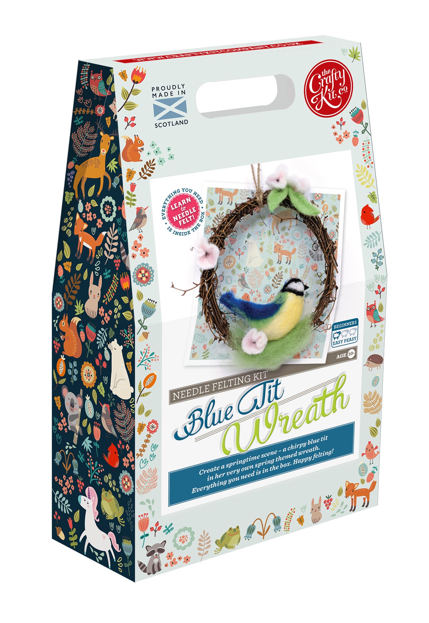 The Crafty Kit Company Spring Blue Tit Wreath Needle Felting Kit - 190 x 290 x 94mm