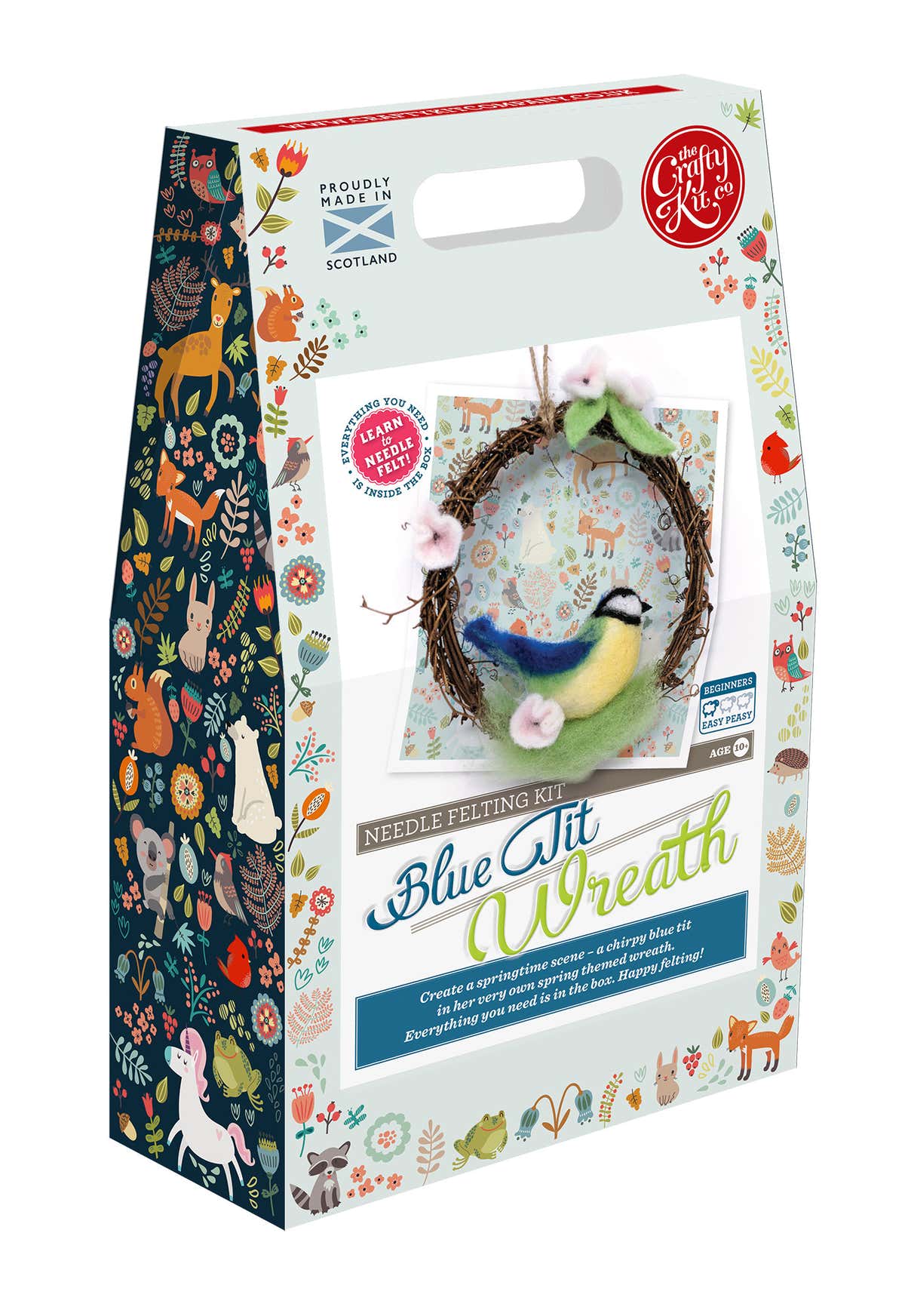 The Crafty Kit Company Spring Blue Tit Wreath Needle Felting Kit - 190 x 290 x 94mm