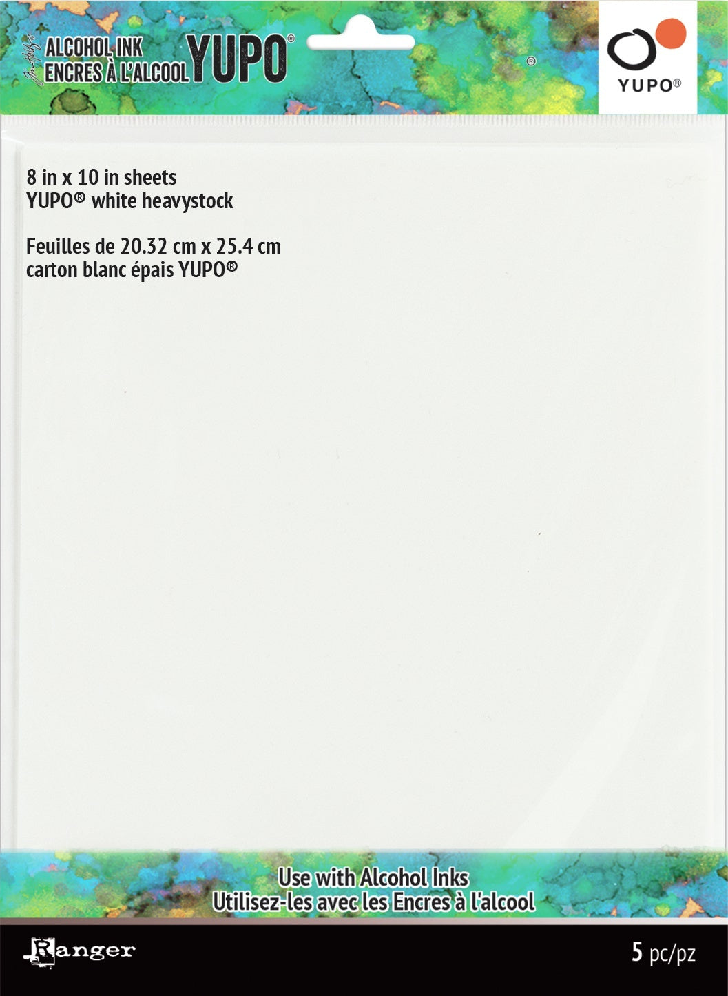 Ranger Tim Holtz Alcohol Ink White Yupo Paper 144lb 5/Pkg - 8"X10"