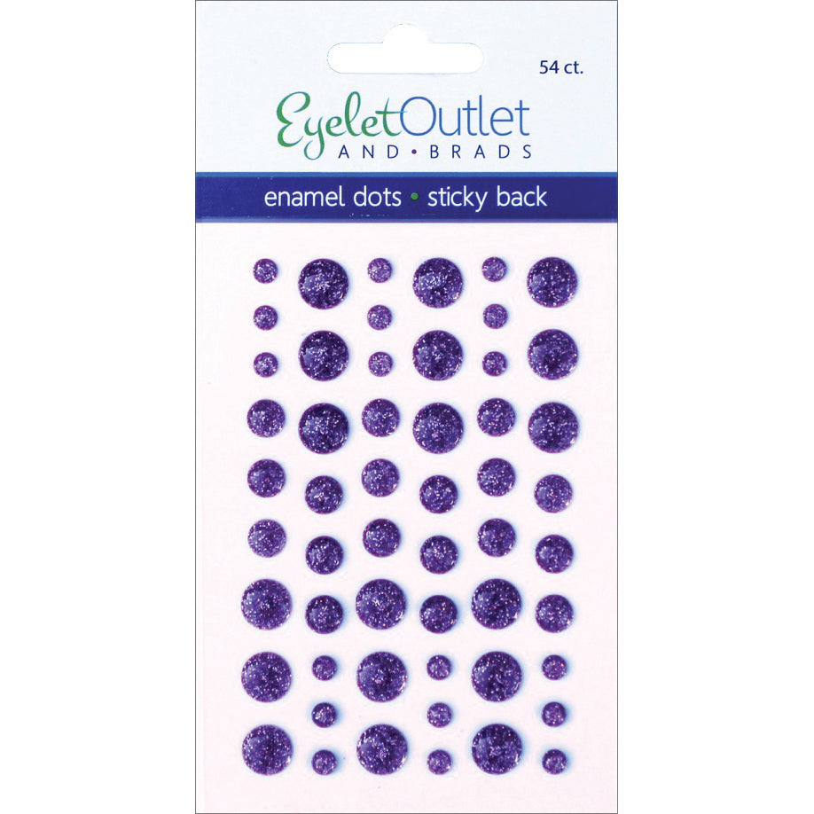 Eyelet Outlet Adhesive-Back Enamel Dots 54/Pkg - Glitter Violet