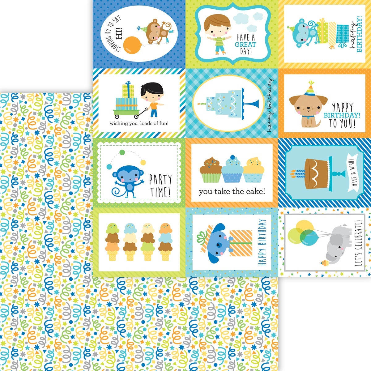 Doodlebug Party Time Double-Sided Cardstock 12"X12" 25/Pkg - Surprise!