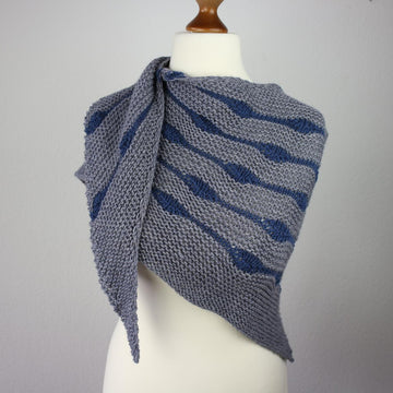 Knitting Pattern Asymmetrical Shawl Hip Hop with Short Row Stripes