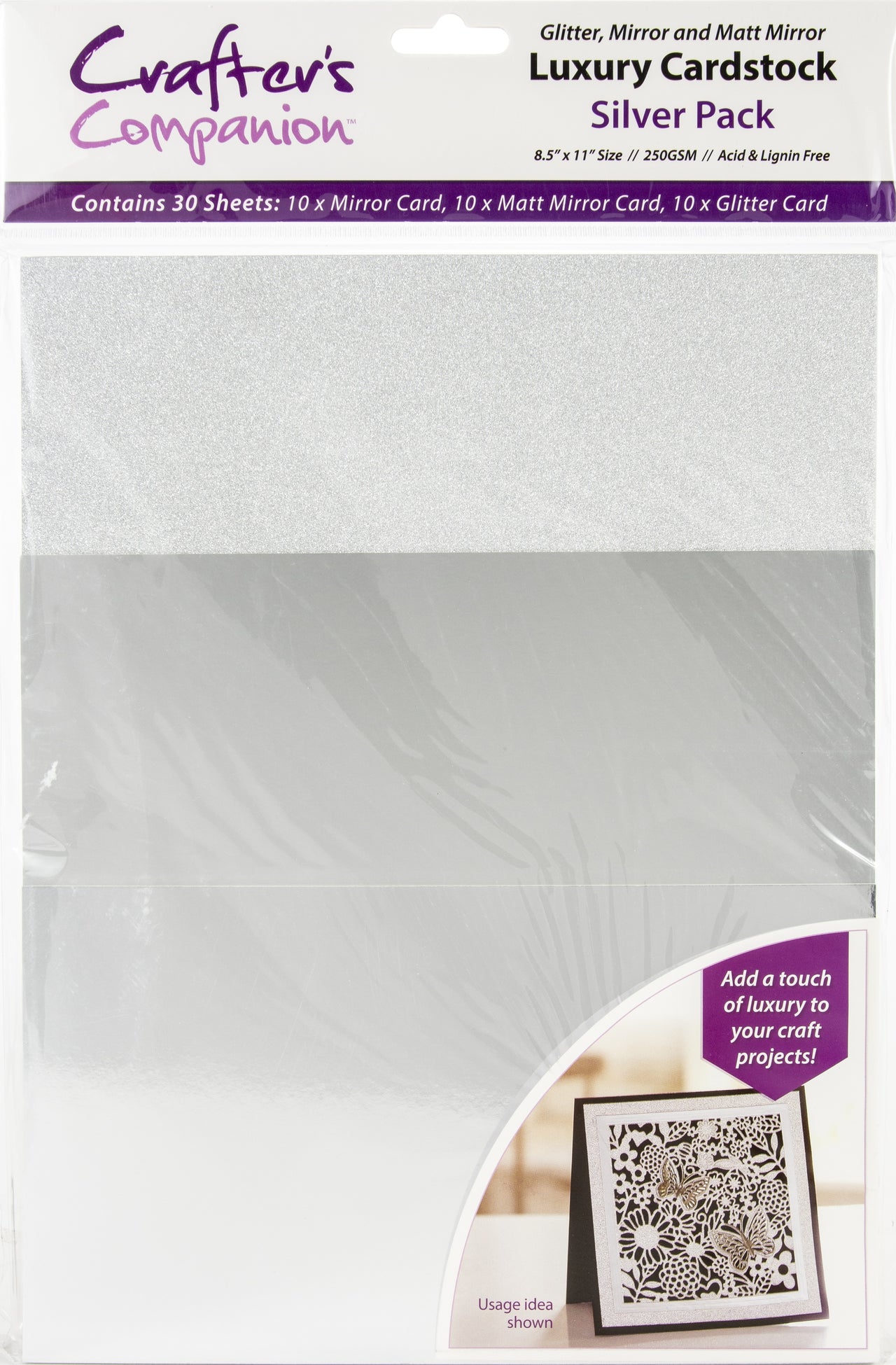 Crafter's Companion Luxury Cardstock Pack - Silver