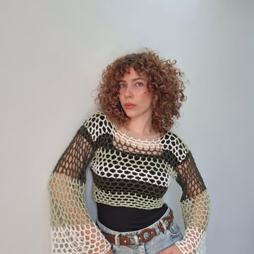 Forest crochet mesh top