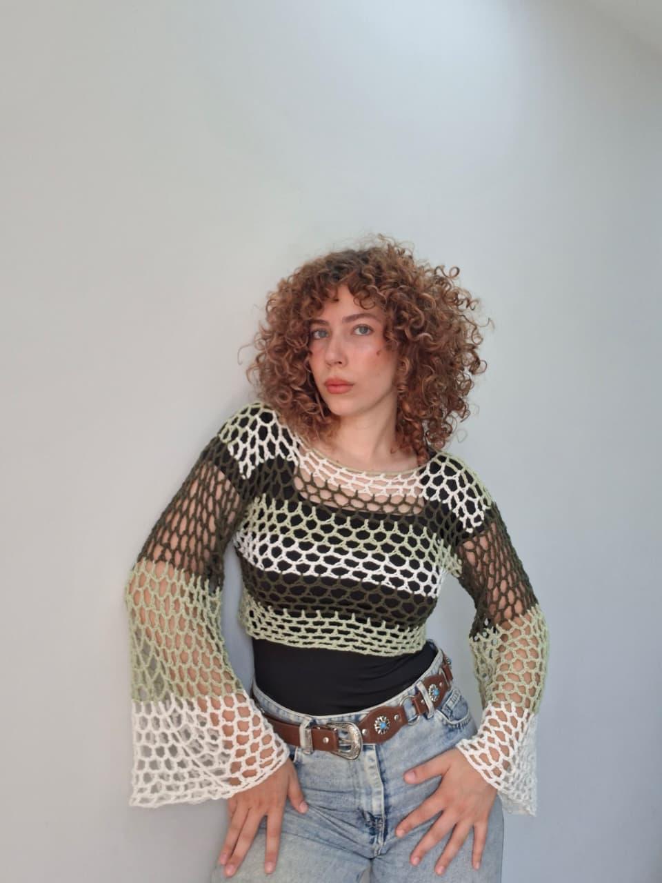 Forest crochet mesh top