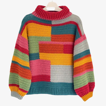 Fluffy Day Colour Block Sweater