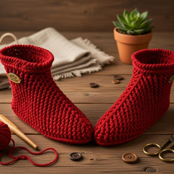Crochet Slipper Boot Pattern PDF + English Video Tutorial for Women