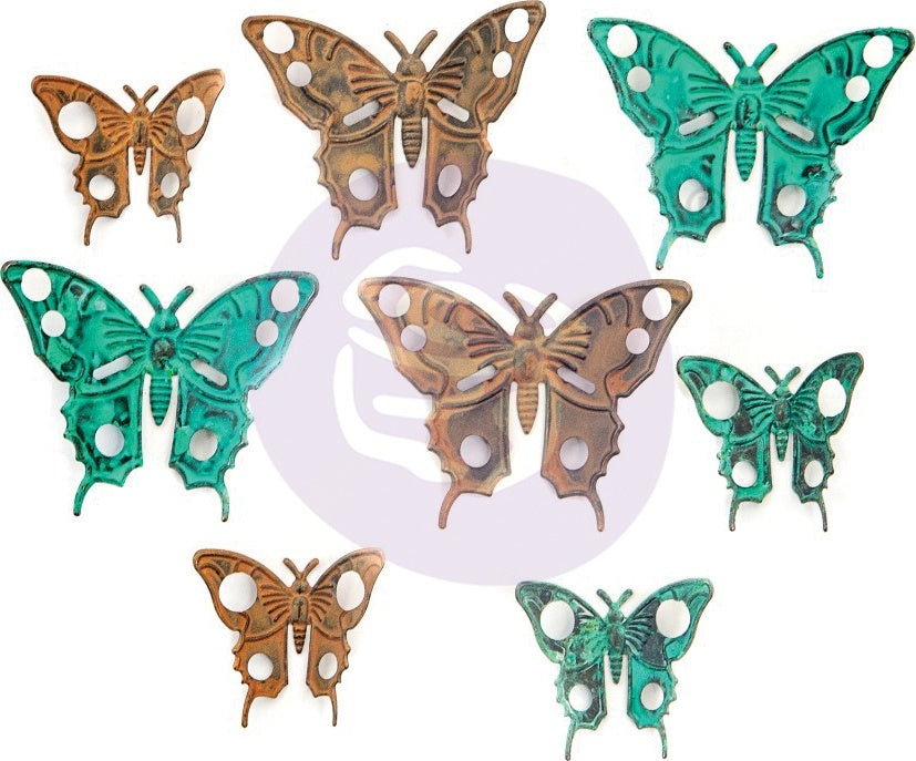 Prima Marketing Finnabair Mechanicals Metal Embellishments - Scrapyard Butterflies 8/Pkg