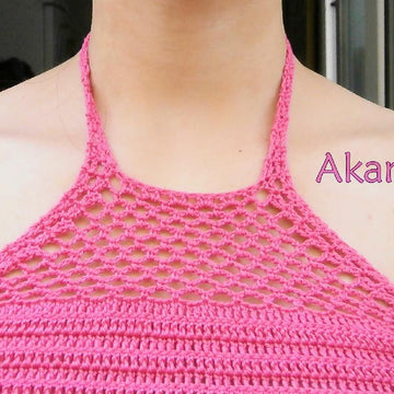 Gridded crochet bikini top by Akari mc_ C05
