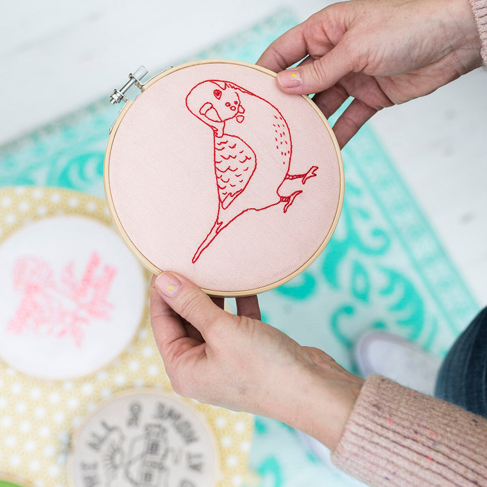 Cotton Clara Budgie Embroidery Kit - 15cm