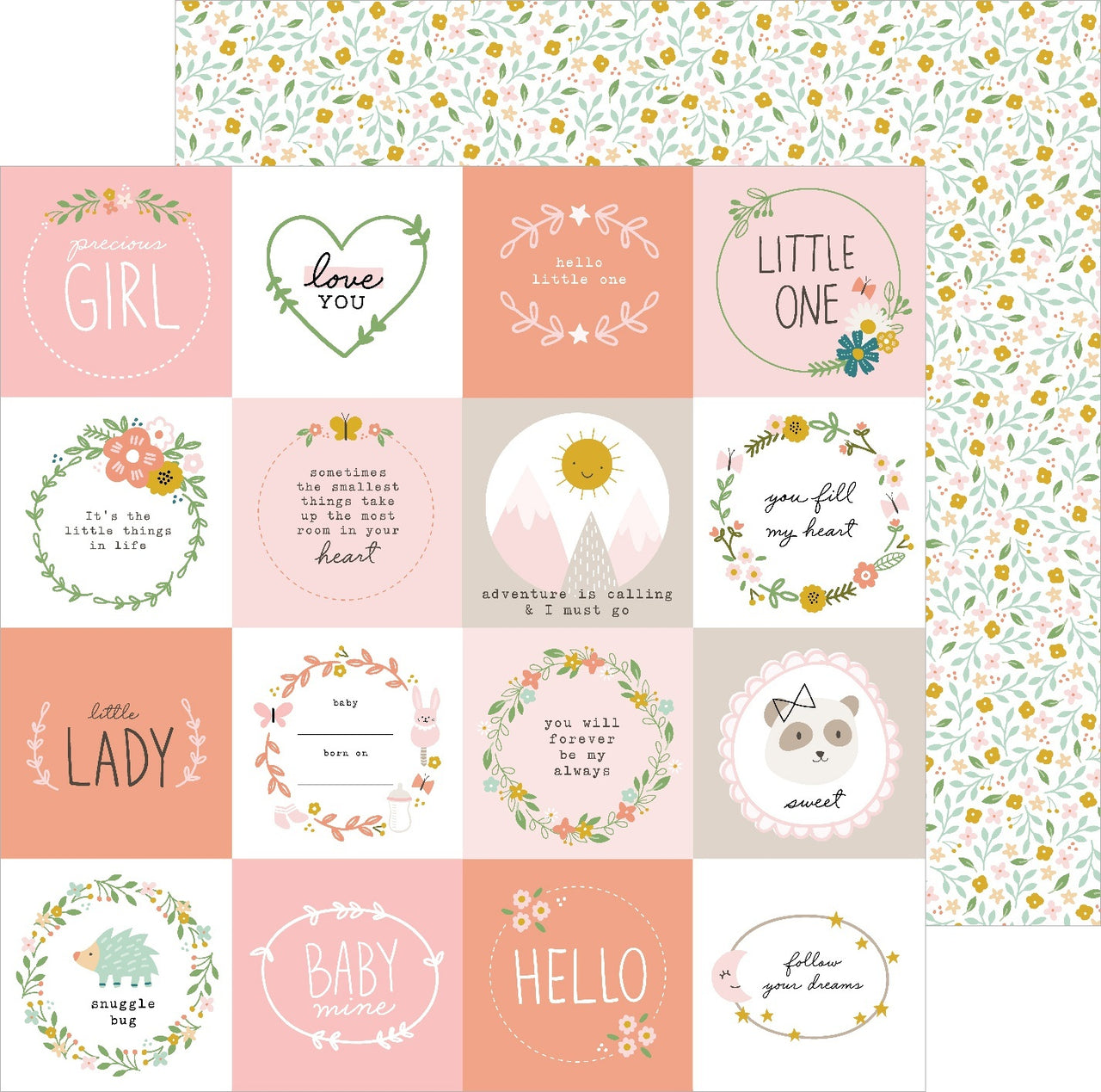 American Crafts Peek-A-Boo You Double-Sided Cardstock 12"X12" 25/Pkg - Little One, Girl