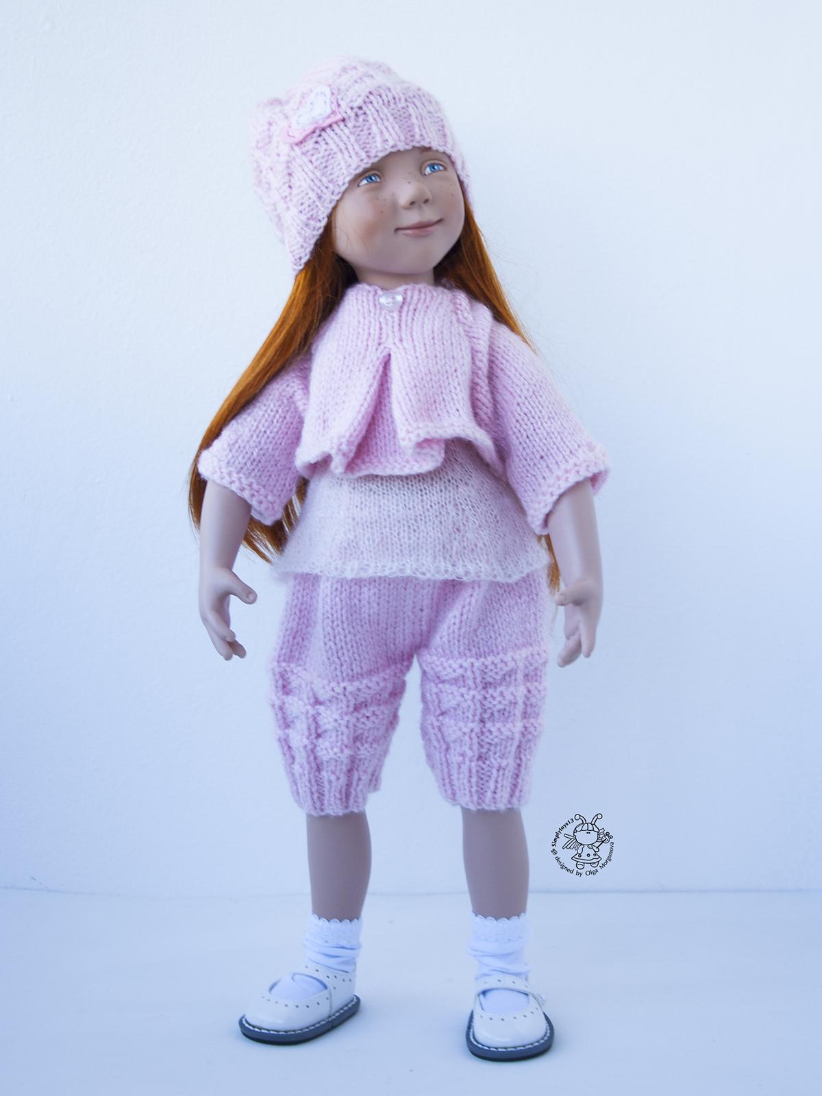 Pink dream outfit knitting flat for 18 in doll