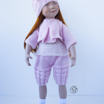 Pink dream outfit knitting flat for 18 in doll