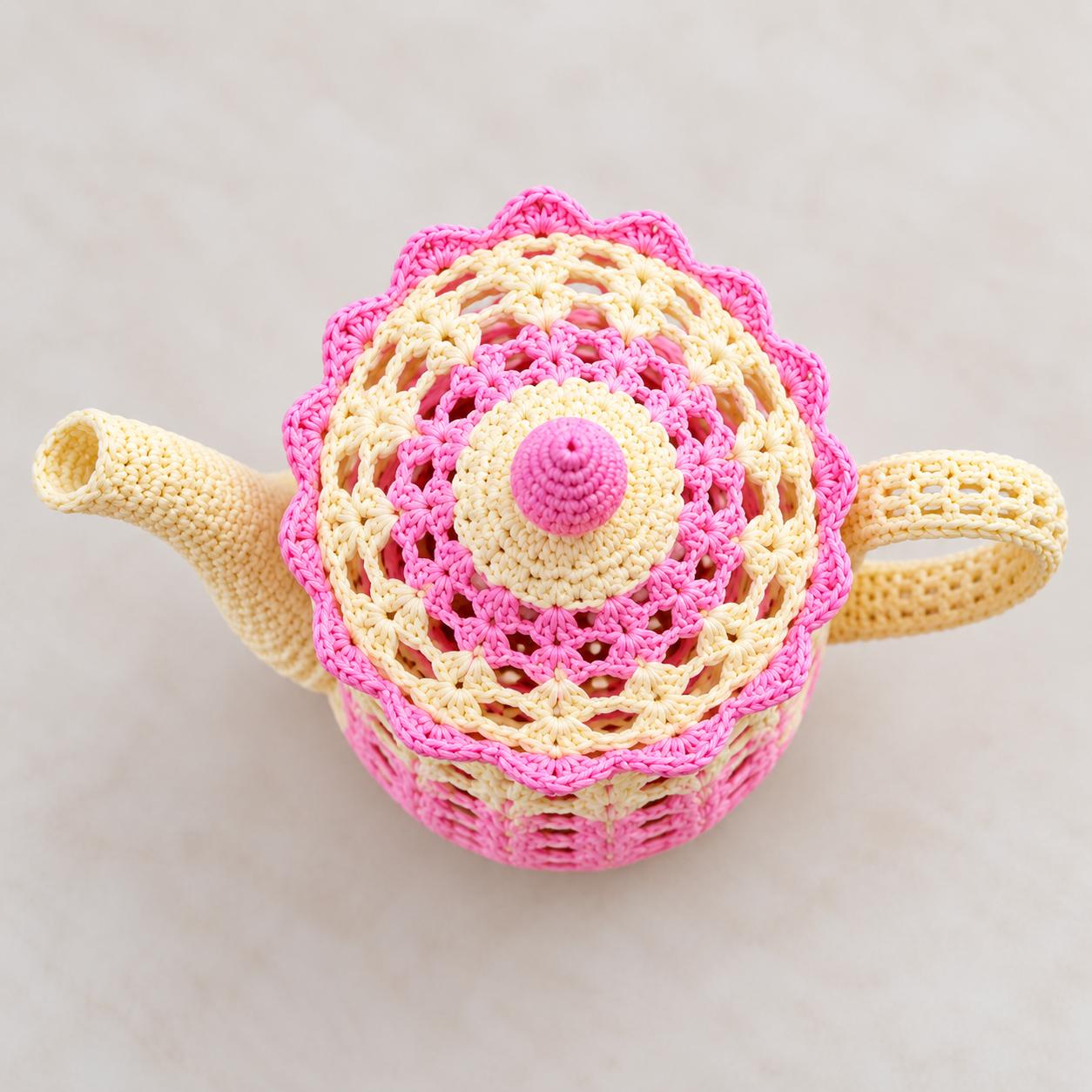 Crochet Tea Set Pattern – Teapot, Cups, Saucers & Doily PDF Pattern