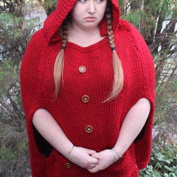 Knitted Red Riding Hood Poncho
