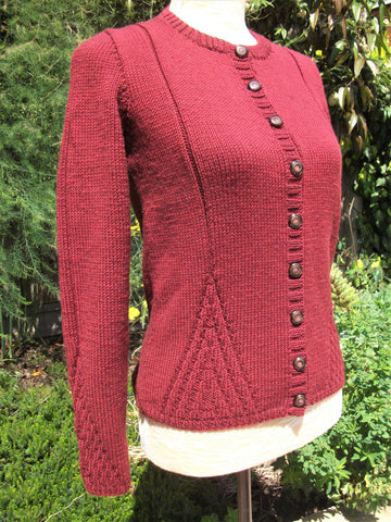 Elegant Cardigan with Triangular Ribby Panels