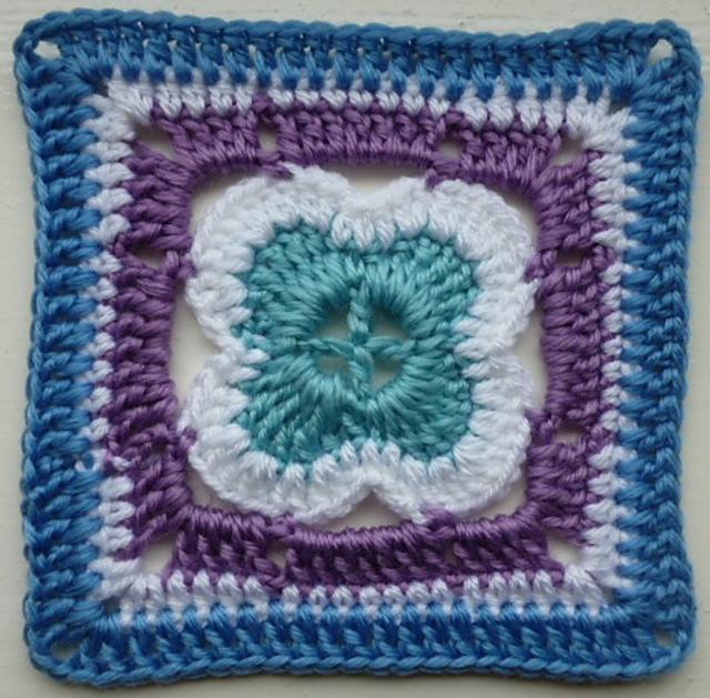 Crochet Granny Square Afghan Block Motif LD-0110