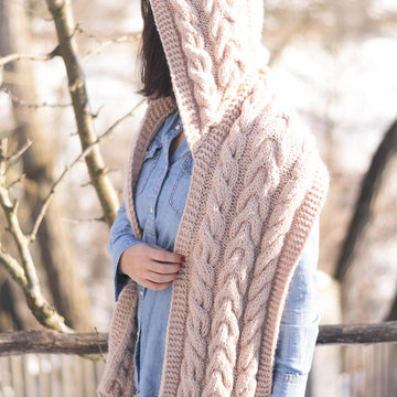 Hooded Cable Scarf