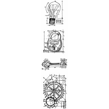Stampers Anonymous Tim Holtz Mini Blueprints Strip Cling Stamps 3"X10" - Industrial