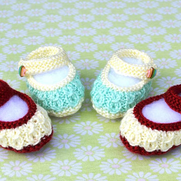 Mock Cables Mary Jane Baby Booties