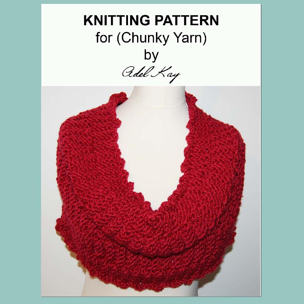 Adela Snood Cowl / Cape Neck Scarf Textured Chunky Yarn Knitting Pattern by Adel Kay