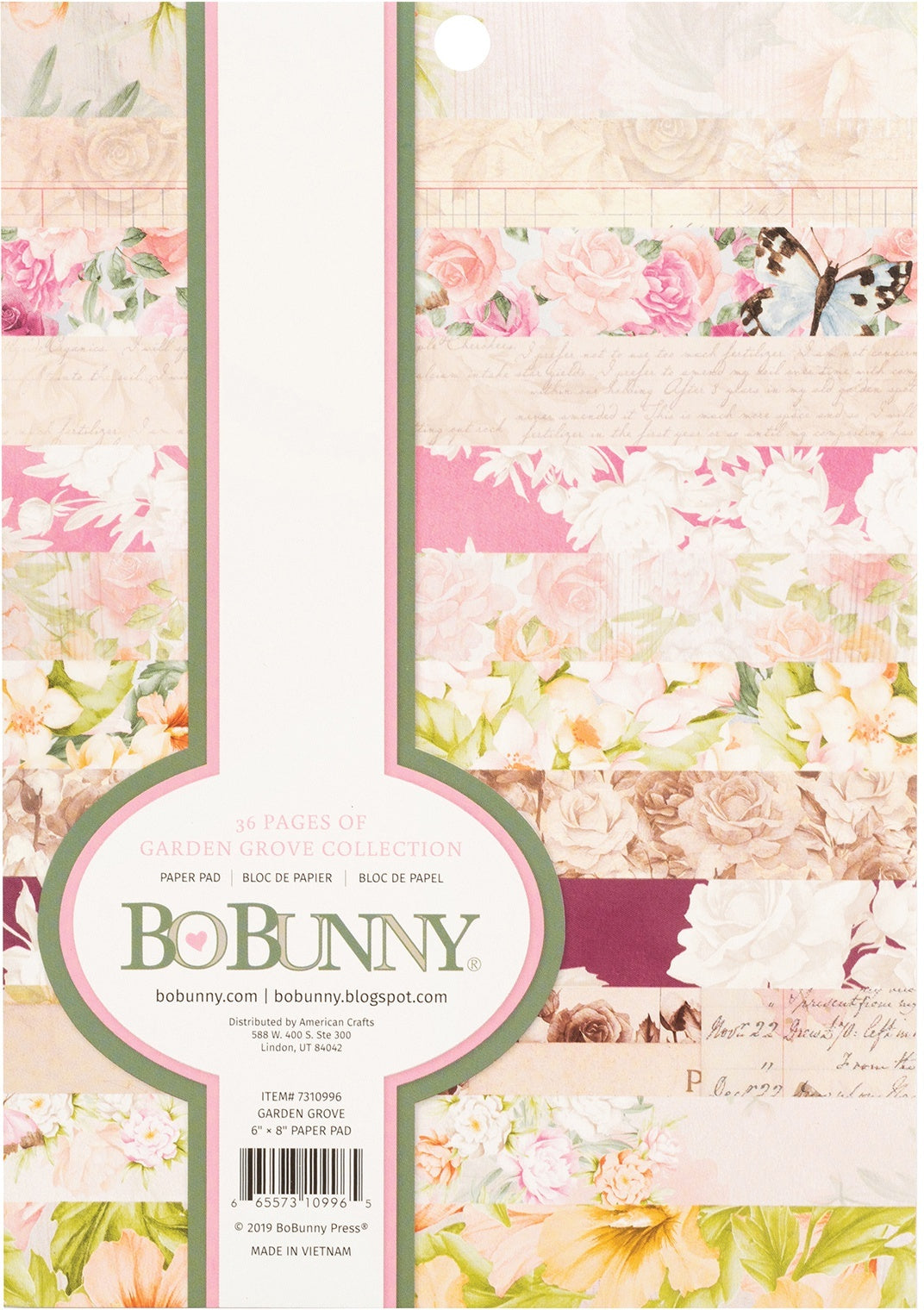 American Crafts BoBunny Single-Sided Paper Pad 6"X8" 36/Pkg - Garden Grove, 12 Designs/3 Each