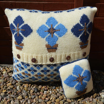 Fairisle and Flowers Cushion Cover and Pin Cushion