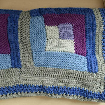 Tunisian Crochet Log Cabin Sampler Blanket