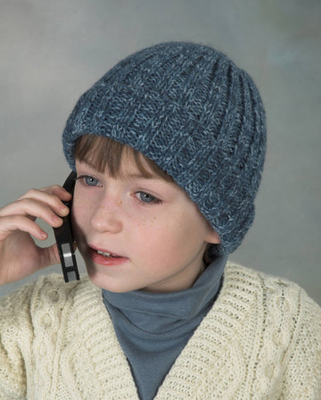 Ribbed Hat in Plymouth Encore Worsted - F303