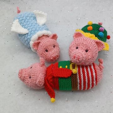 Christmas Knitting Pattern - Pigs in Blankets Decoration Gift Bags, Toy Charity knit