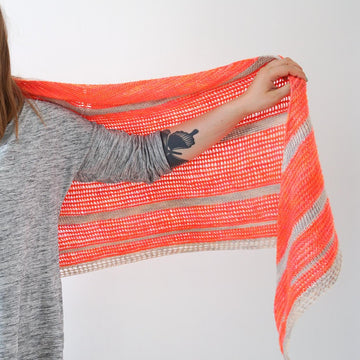 Tunisian Crochet Peaches Triangle Shawl