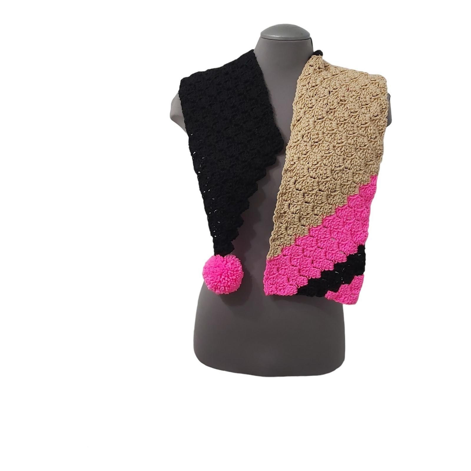 Pink Black Beige Scarf C2C