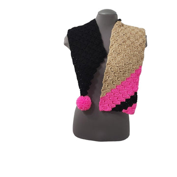 Pink Black Beige Scarf C2C