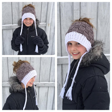 Basket Weave Ponytail or Messy Bun Hat