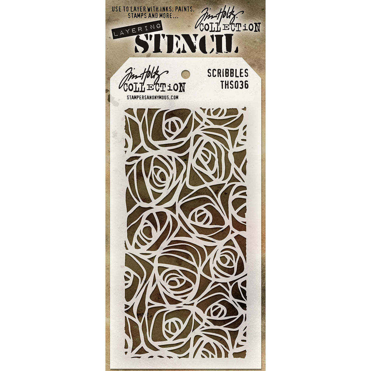 Stampers Anonymous Tim Holtz Layered Stencil 4.125"X8.5" - Scribbles