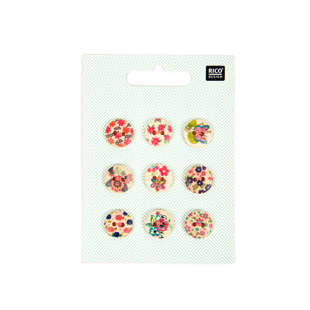 Rico Wooden Button Floral Mix