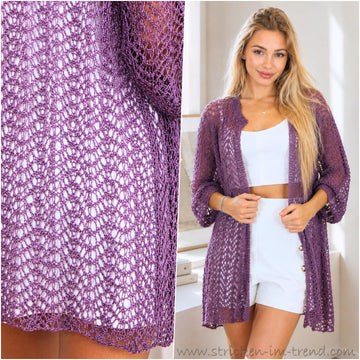 Knitting Pattern Summer Cardigan YoungFashion #2 | Lightweight Lace Linen Cardigan PDF