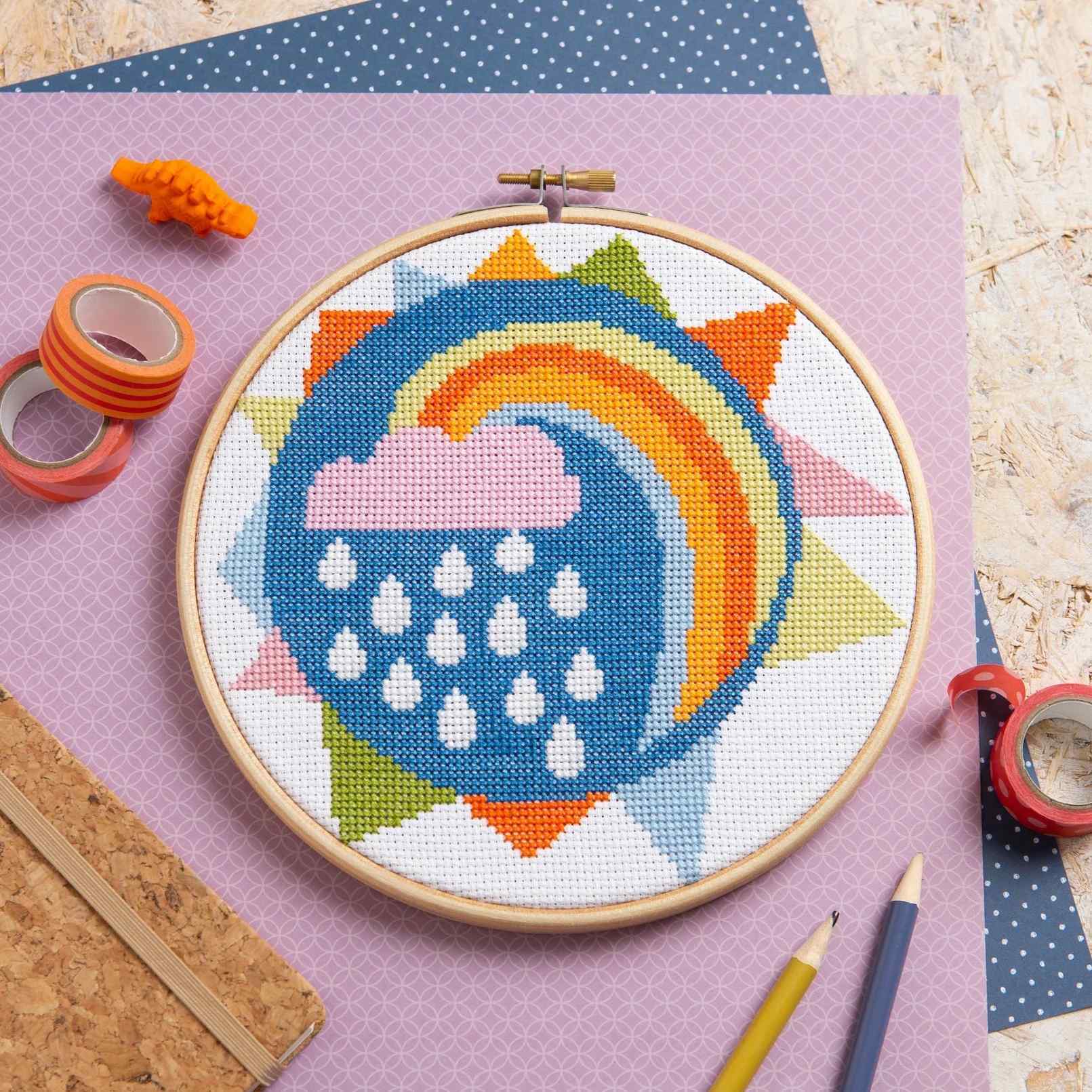 Hawthorn Handmade Rainbow Cross Stitch Kit - 17.8cm